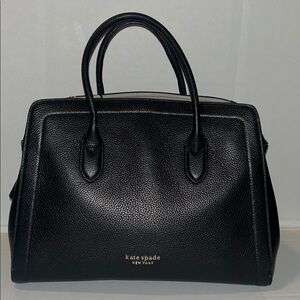 Kate spade knott medium pebbled leather satchel black handbag